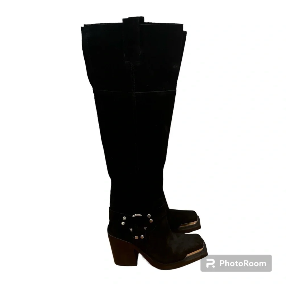 Jeffrey Campbell | Mazatlan Western Over The Knee Suede Boots In Black Size 5.5